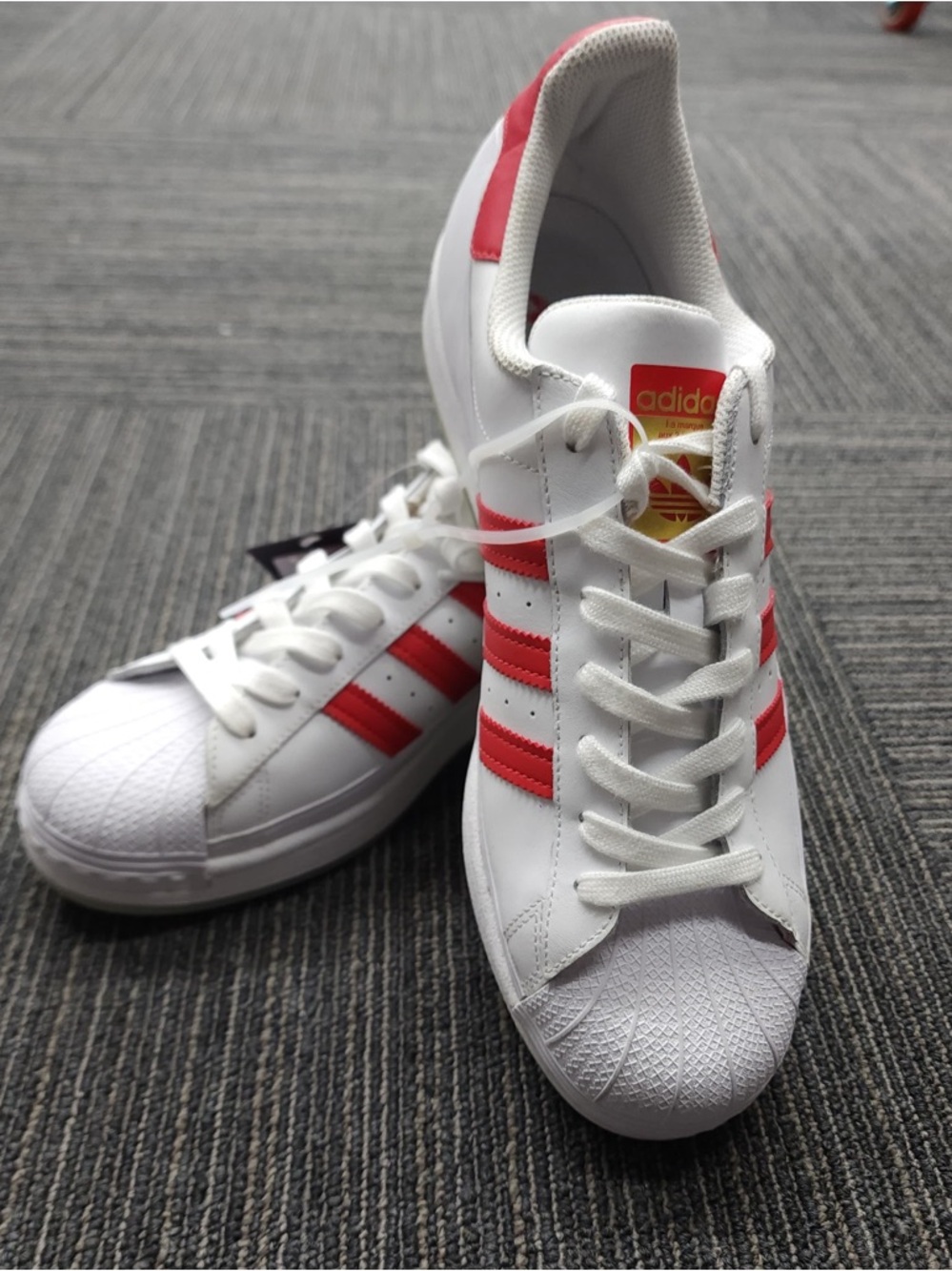 adidas White Sneakers with Red Stripe Accents men all brand new